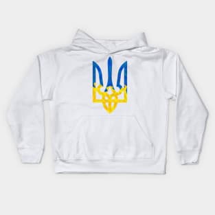 Low polygonal ukrainian trident white Kids Hoodie